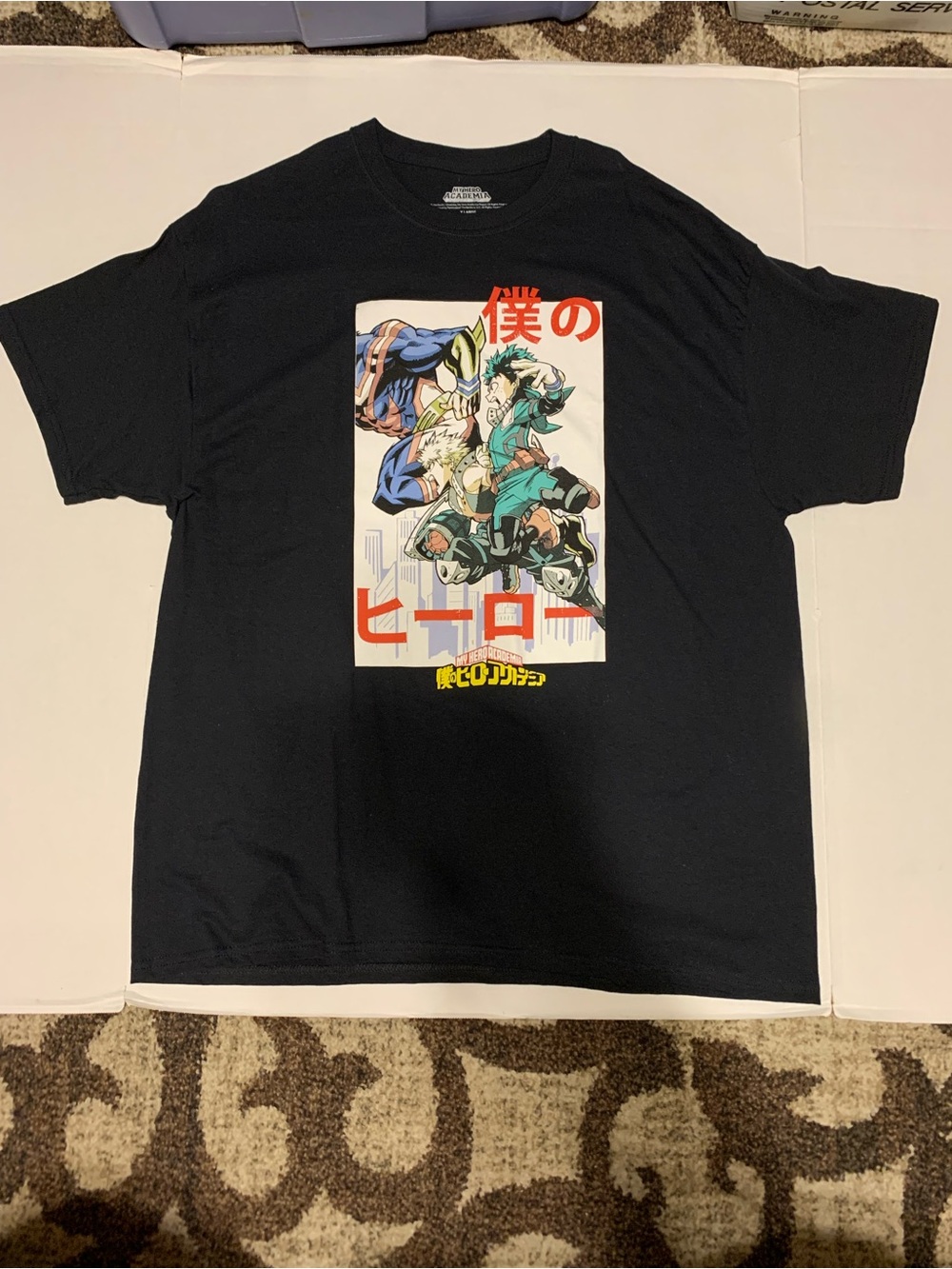 My Hero Academia Anime T Shirt Black Short Sleeve Unisex XL Street Ware